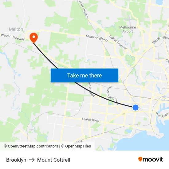 Brooklyn to Mount Cottrell map
