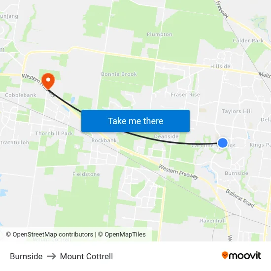 Burnside to Mount Cottrell map