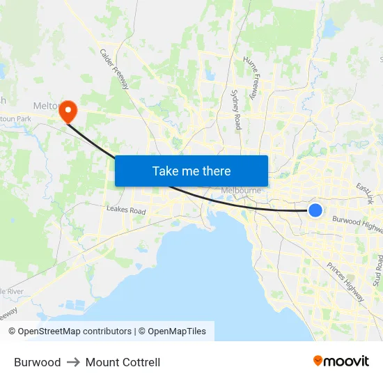 Burwood to Mount Cottrell map