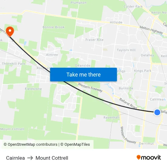 Cairnlea to Mount Cottrell map