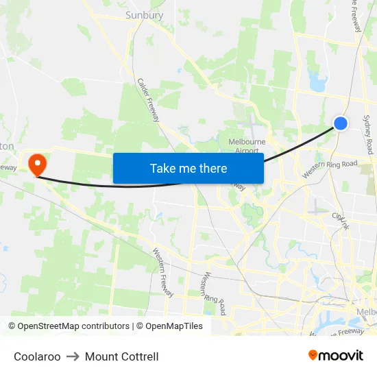 Coolaroo to Mount Cottrell map