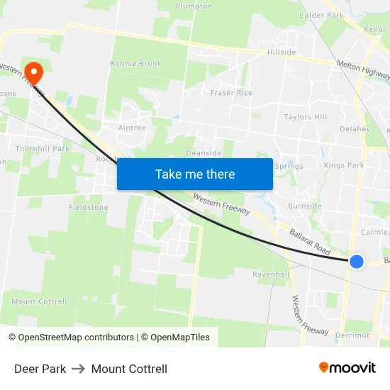Deer Park to Mount Cottrell map