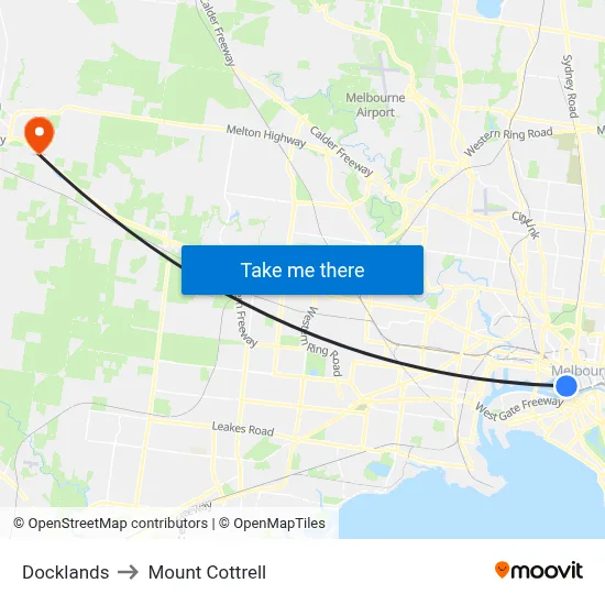 Docklands to Mount Cottrell map