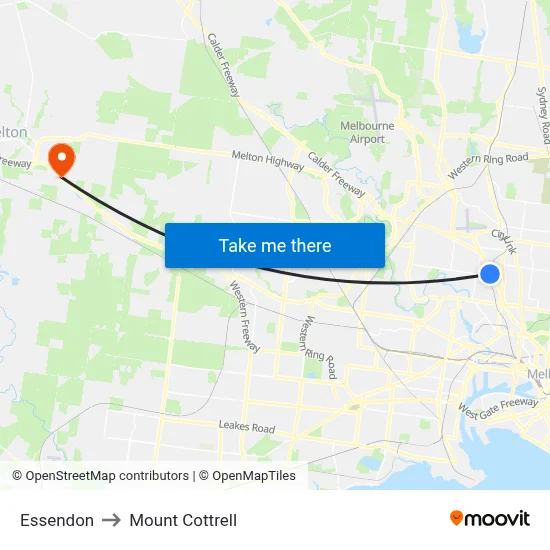Essendon to Mount Cottrell map
