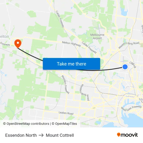 Essendon North to Mount Cottrell map