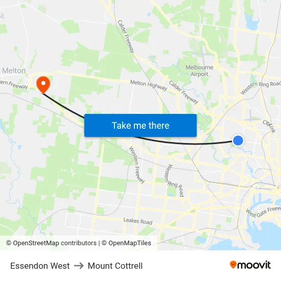 Essendon West to Mount Cottrell map