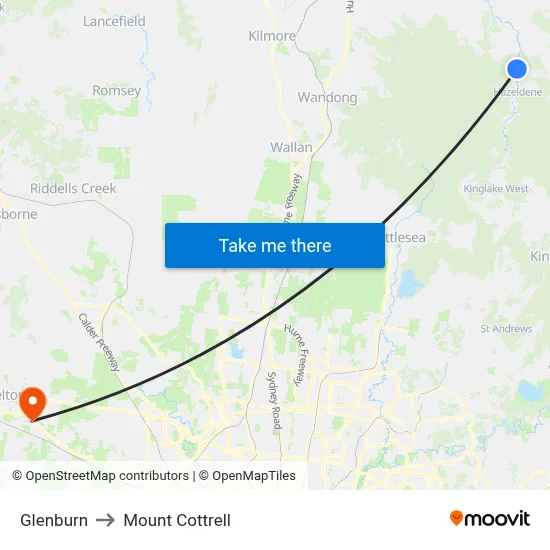 Glenburn to Mount Cottrell map