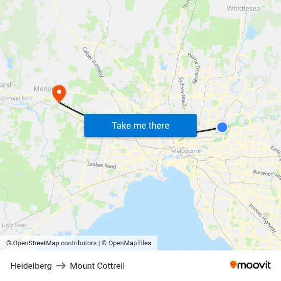 Heidelberg to Mount Cottrell map