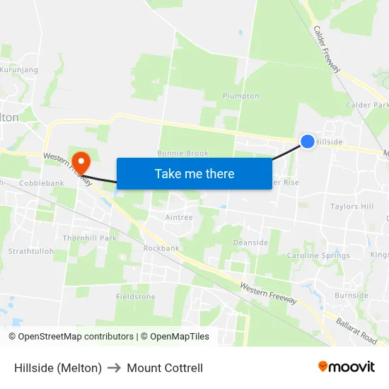 Hillside (Melton) to Mount Cottrell map