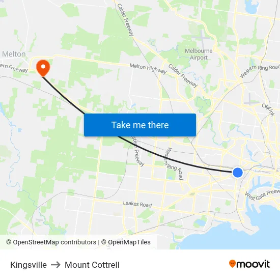 Kingsville to Mount Cottrell map
