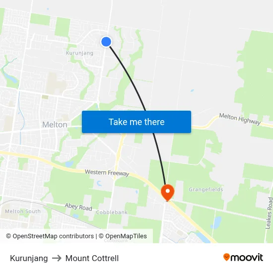 Kurunjang to Mount Cottrell map