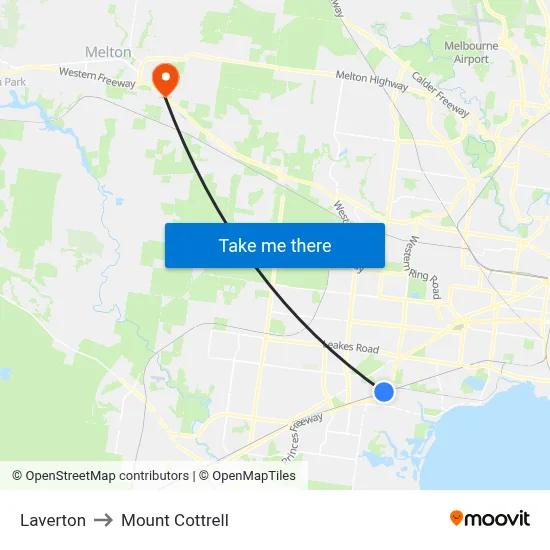 Laverton to Mount Cottrell map