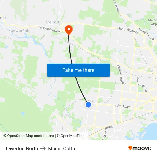 Laverton North to Mount Cottrell map