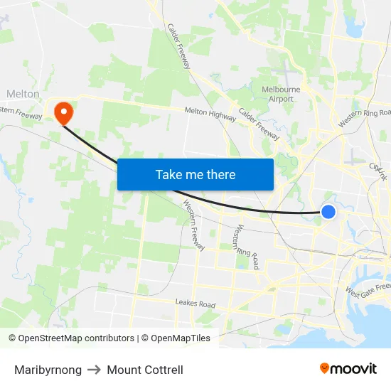 Maribyrnong to Mount Cottrell map