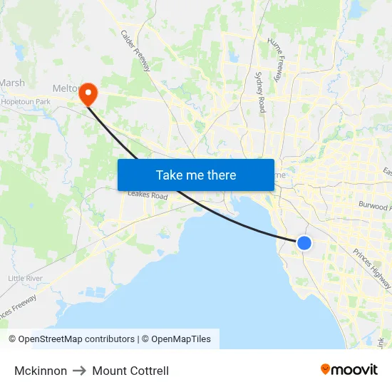 Mckinnon to Mount Cottrell map