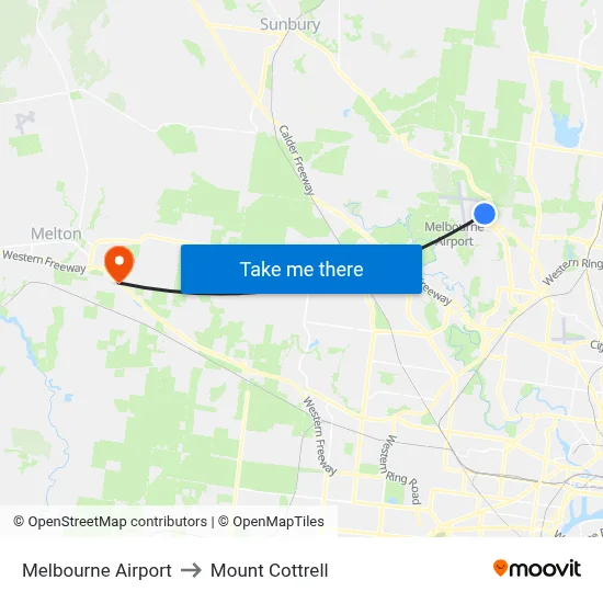 Melbourne Airport to Mount Cottrell map