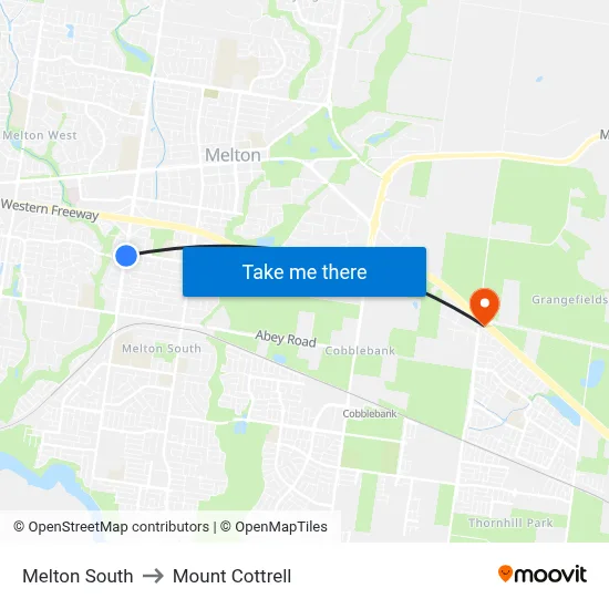Melton South to Mount Cottrell map
