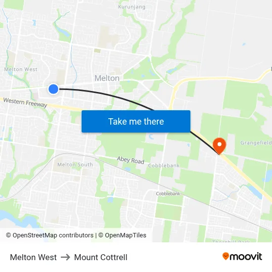 Melton West to Mount Cottrell map