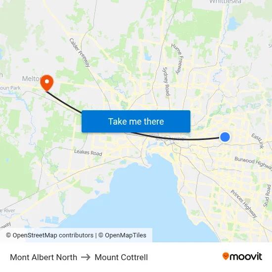 Mont Albert North to Mount Cottrell map