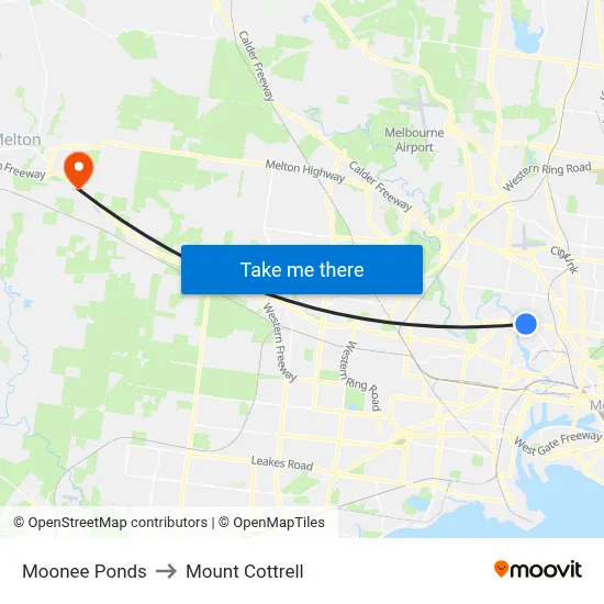 Moonee Ponds to Mount Cottrell map