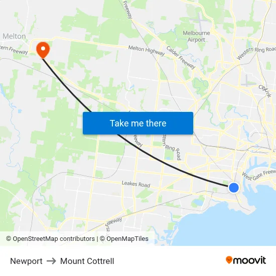 Newport to Mount Cottrell map