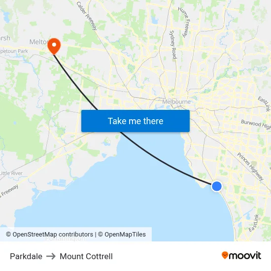Parkdale to Mount Cottrell map