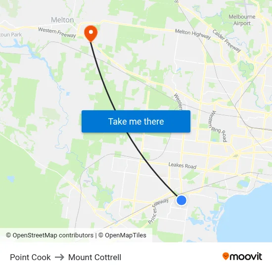 Point Cook to Mount Cottrell map