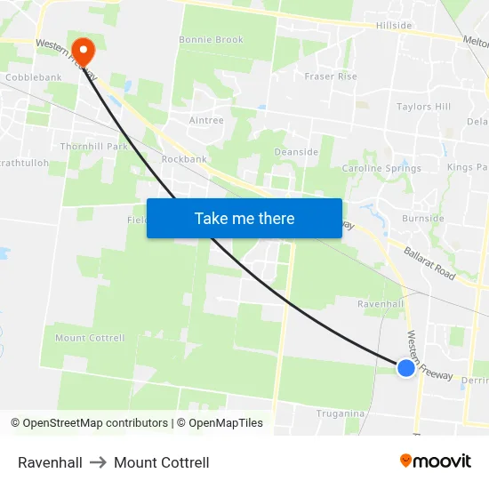 Ravenhall to Mount Cottrell map