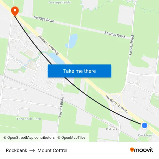 Rockbank to Mount Cottrell map