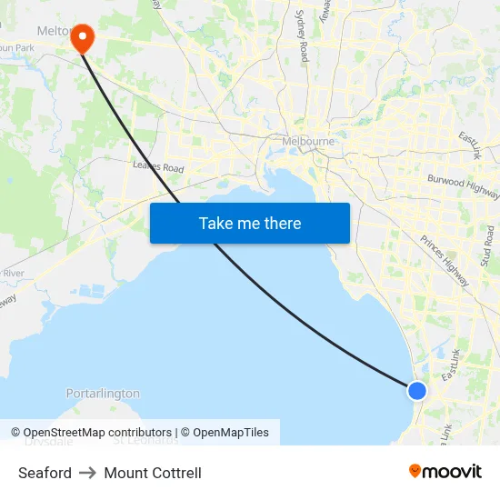 Seaford to Mount Cottrell map