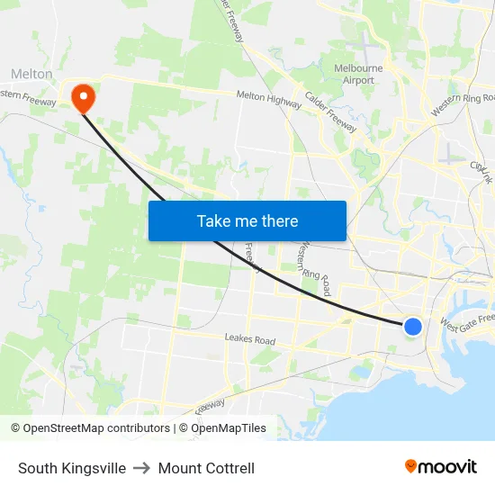 South Kingsville to Mount Cottrell map