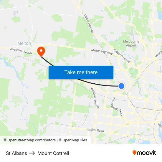 St Albans to Mount Cottrell map