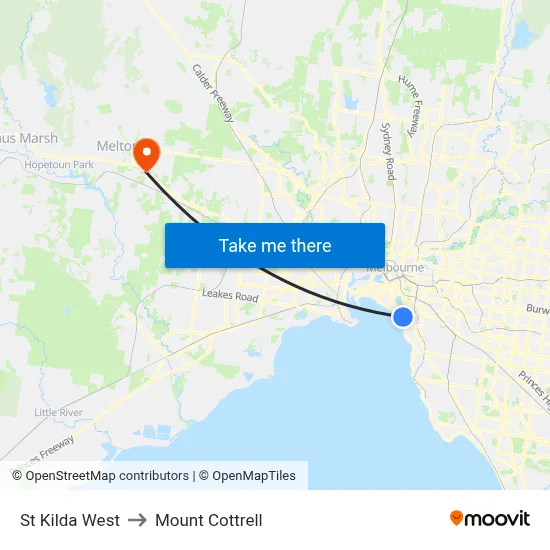 St Kilda West to Mount Cottrell map