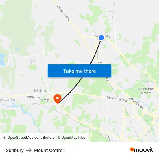 Sunbury to Mount Cottrell map