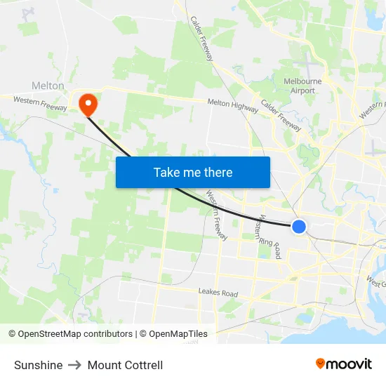 Sunshine to Mount Cottrell map