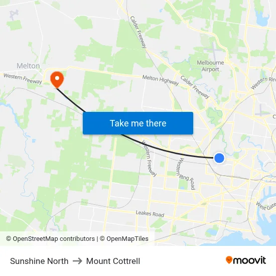 Sunshine North to Mount Cottrell map