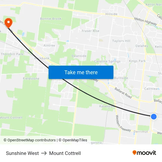 Sunshine West to Mount Cottrell map