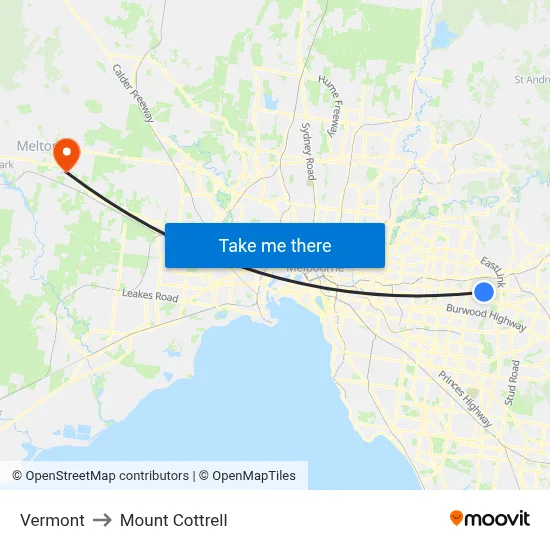 Vermont to Mount Cottrell map