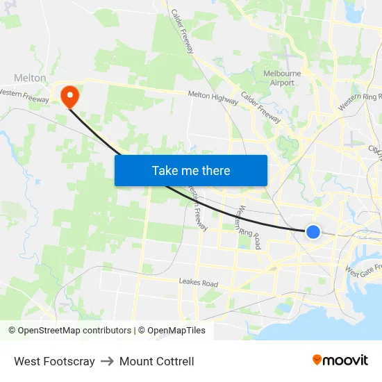 West Footscray to Mount Cottrell map