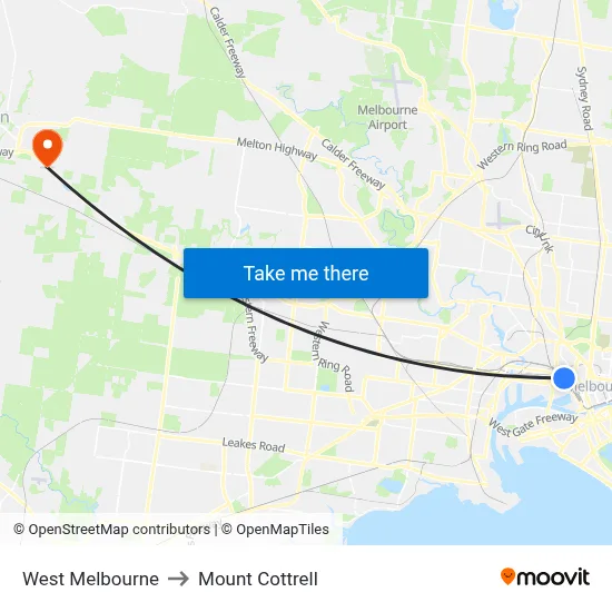 West Melbourne to Mount Cottrell map