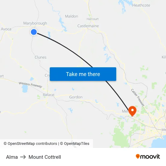 Alma to Mount Cottrell map