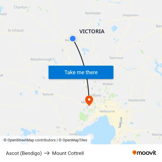 Ascot (Bendigo) to Mount Cottrell map
