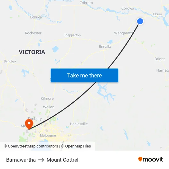Barnawartha to Mount Cottrell map