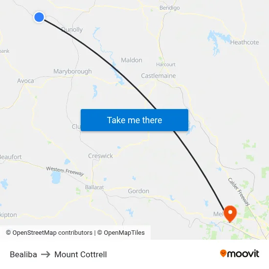 Bealiba to Mount Cottrell map