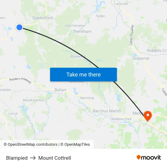 Blampied to Mount Cottrell map
