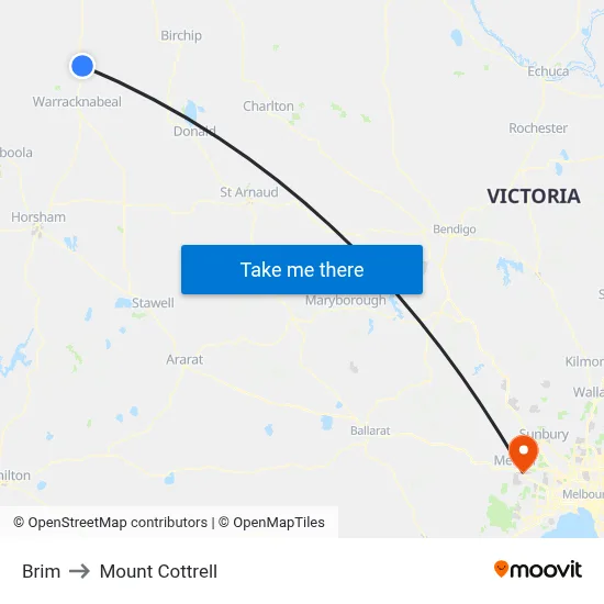 Brim to Mount Cottrell map