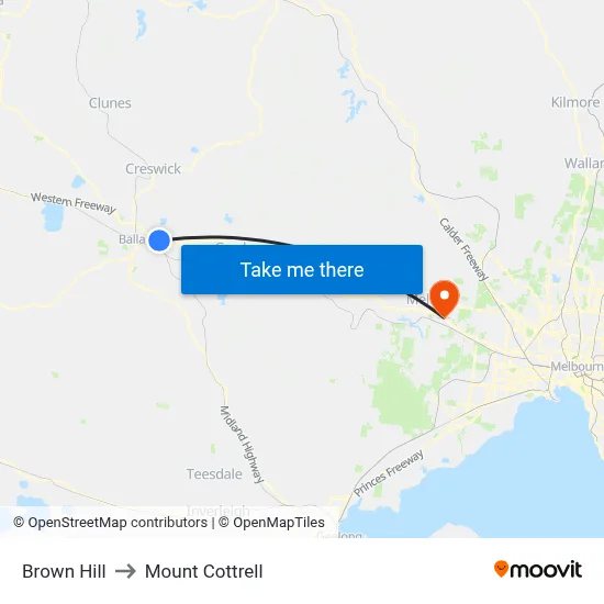 Brown Hill to Mount Cottrell map