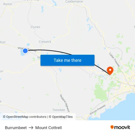 Burrumbeet to Mount Cottrell map