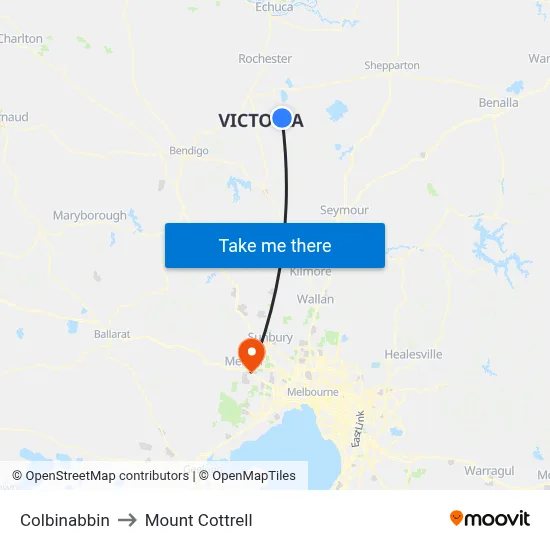 Colbinabbin to Mount Cottrell map
