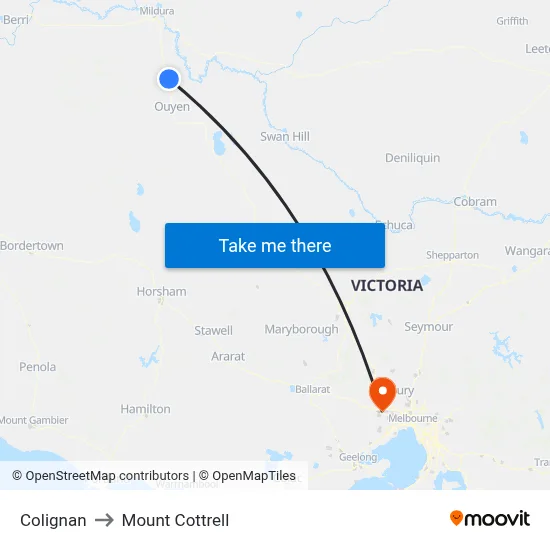 Colignan to Mount Cottrell map